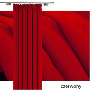 Matowa gotowa zasłona 145x250 cm TAŚMA ŻABKI TUNEL - czerwona